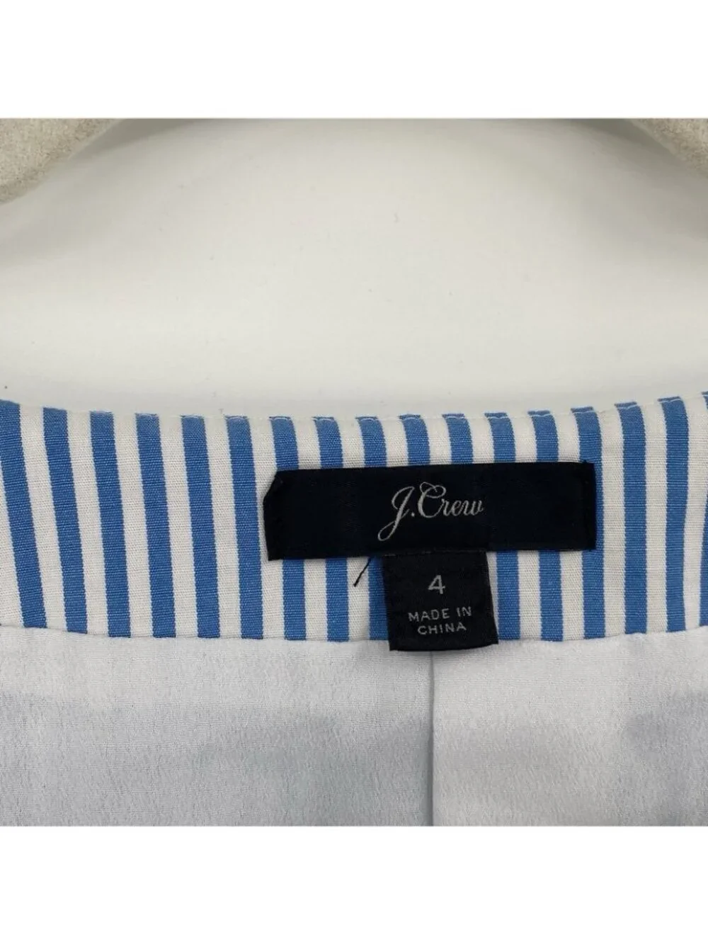 J. Crew Wrap Dress Women’s Size 4 Striped Cotton Poplin Blue White Lined